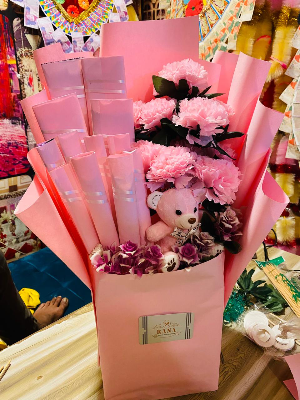 Floral Teddy Hamper