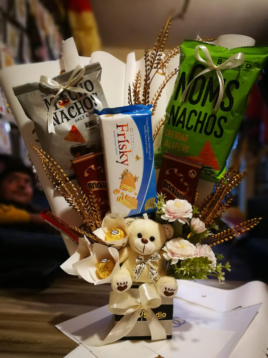 Snack Delight Bouquet with Teddy Charm